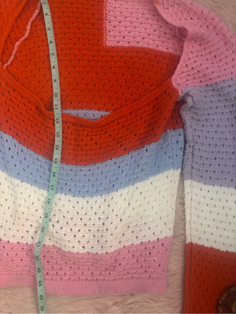 Colorblock Open-Knit V-Neck Sweater — Multi-Color - Picture 9 of 9